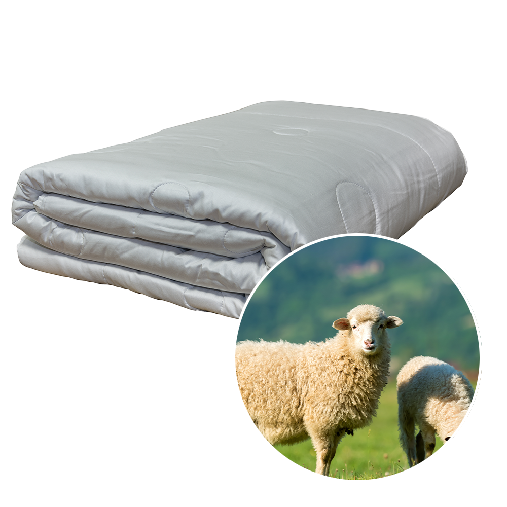4 Jahreszeiten Decke Schafschurwolle 150+400g/m²